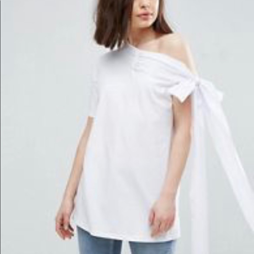 ASOS T-Shirt w/ Off Shoulder Bow Detail